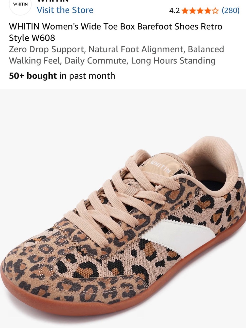 WHITIN Women's Leopard Print Barefoot Sneakers in Beige and Brown